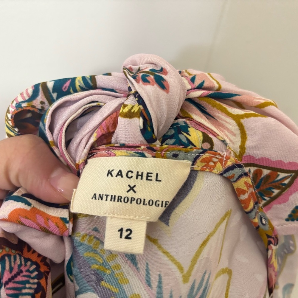 Kachel x Anthropologie Floral Flutter Sleeve Midi Dress Pink Romantic Boho Size - Picture 12 of 16